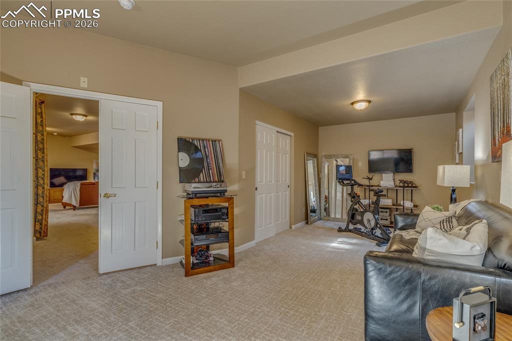 Bedroom has double doors.