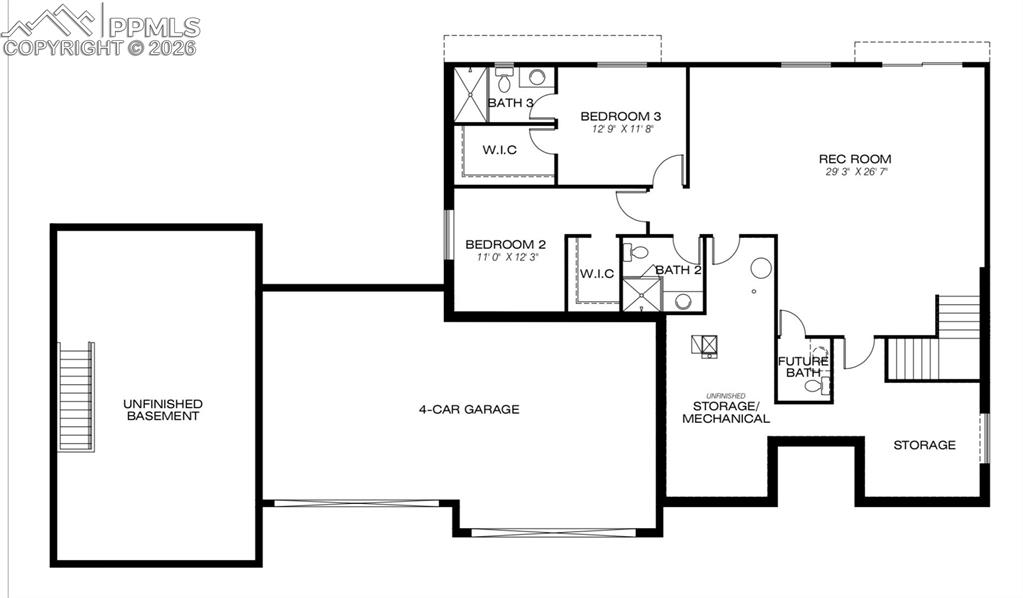 Basement with attached secondary living quarters.