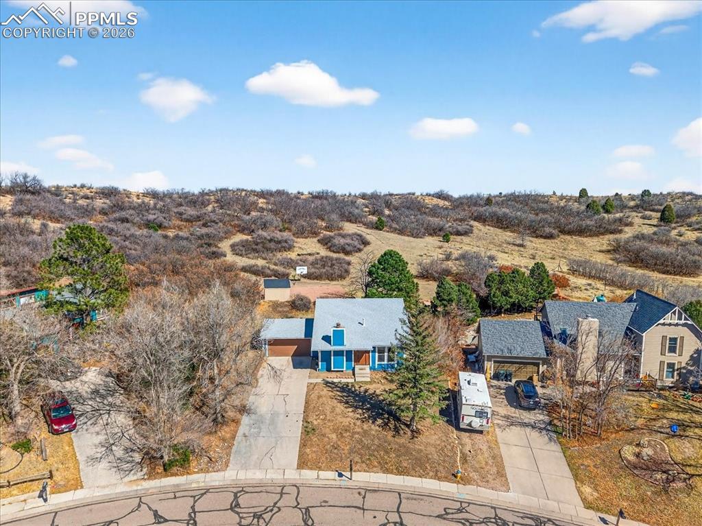 Aerial view of sparsely populated area