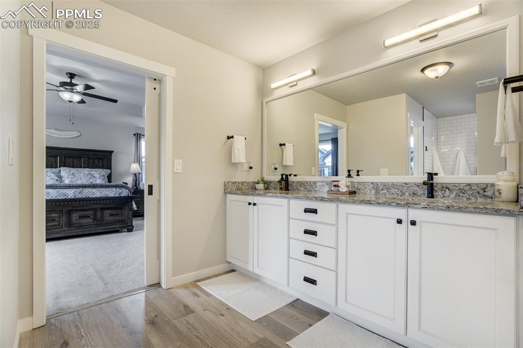 Primary shower with double vanitry