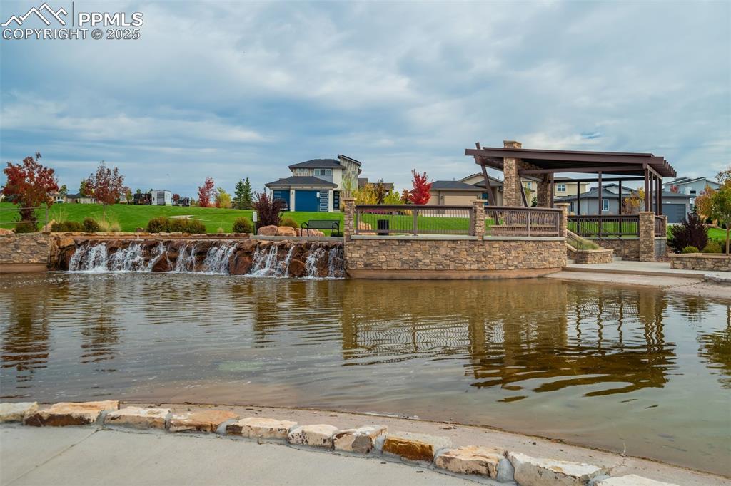 Community pond and area for concerts and gatherings