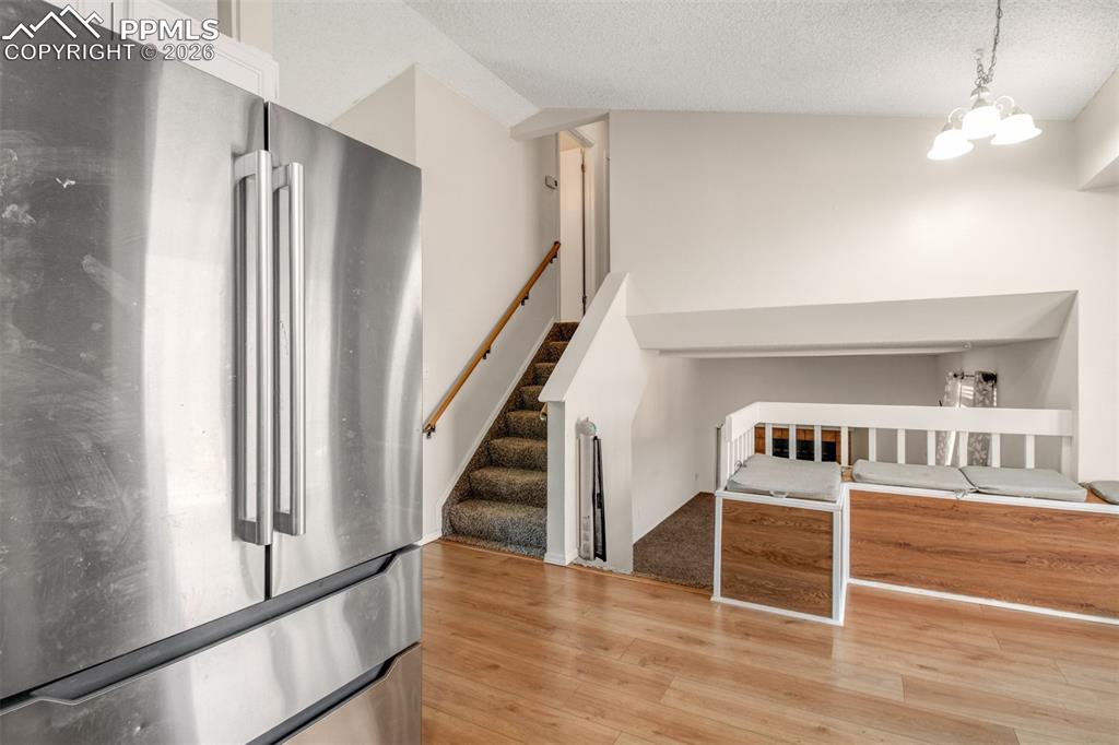 Kitchen looking into dining area
