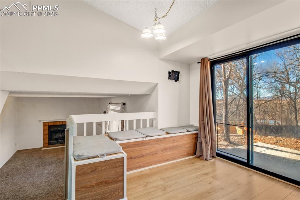 Dining area with built in seating and walk out access