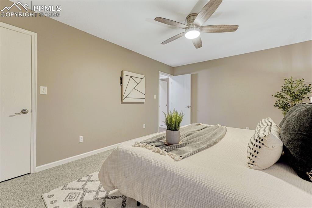 Primary bedroom with walk in closet