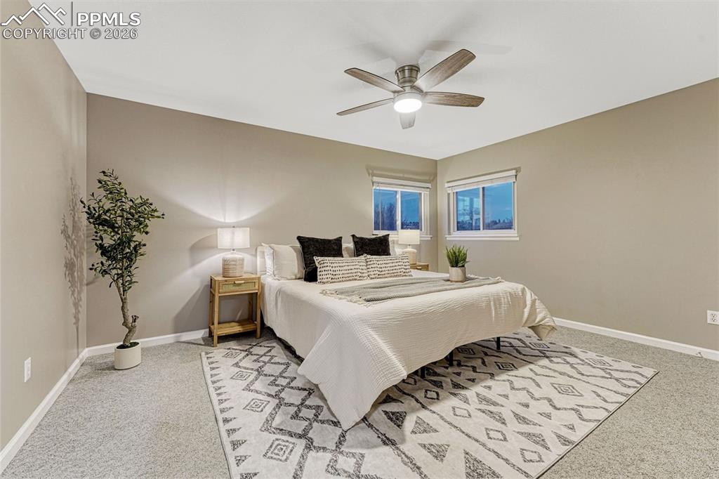 Primary bedroom spacious enough for a king bed