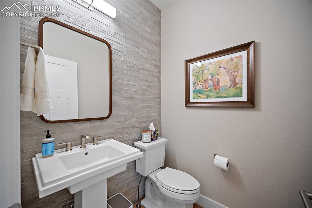 Powder room on main level. 