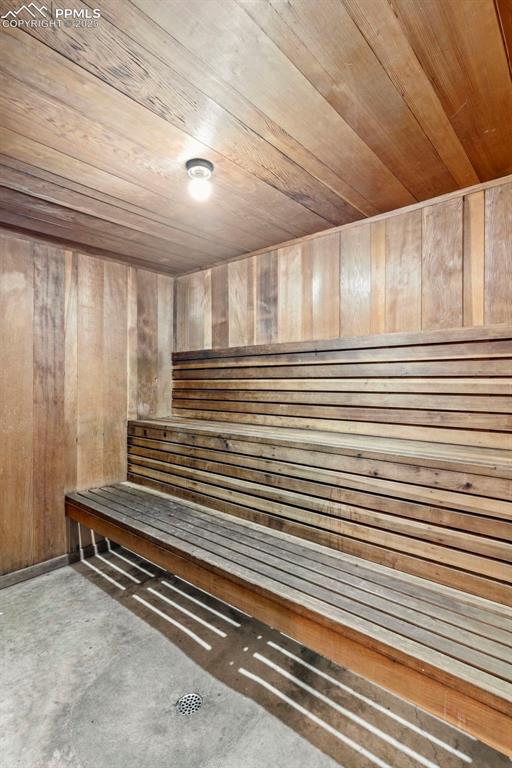 Sauna on lower level of building