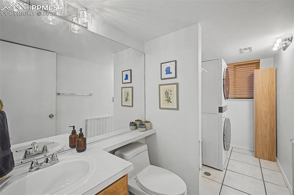 1/2 bath on the lower level with laundry room attached.