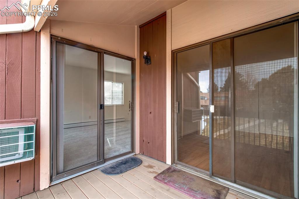 the deck has two sliding glass doors