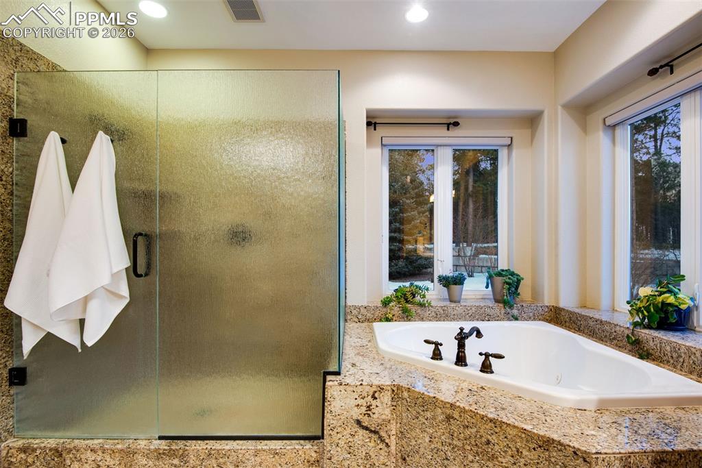 Primary bathroom walk-in shower and tub