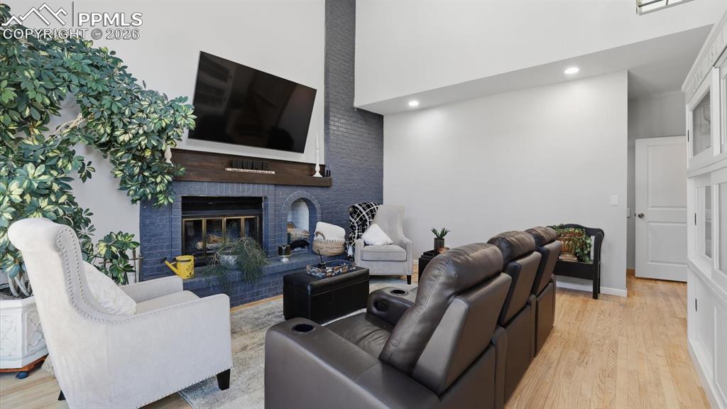 Lower Level Family Room with mounted TV that stays.