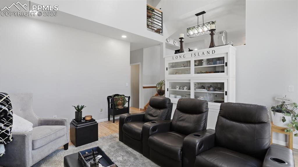 View up to the main level Kitchen.