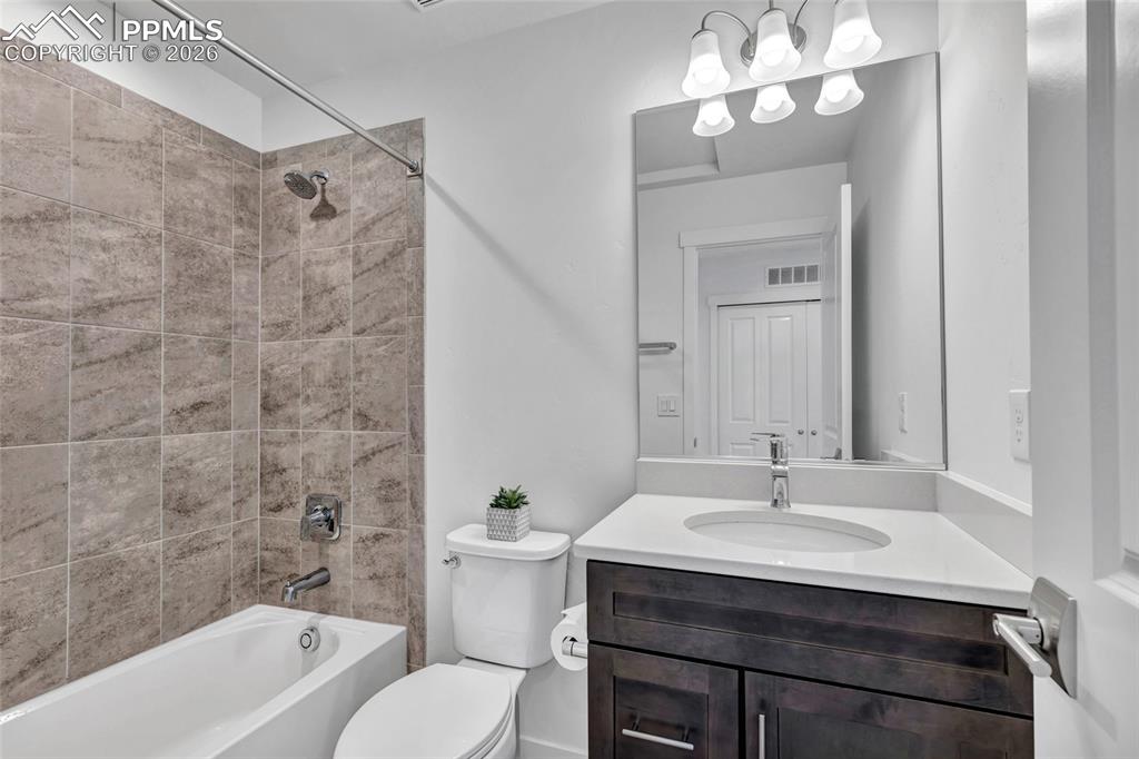 Upstairs second bath - full bath, LVP flooring