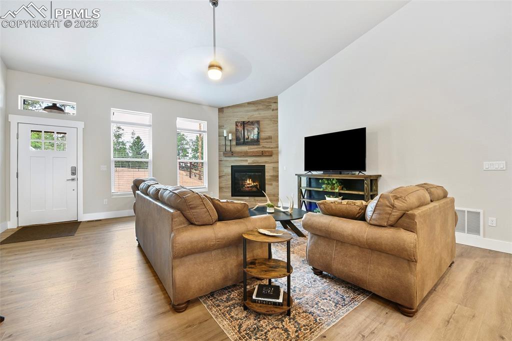 Front Entry Open Living, Kitchen and Dining Areas