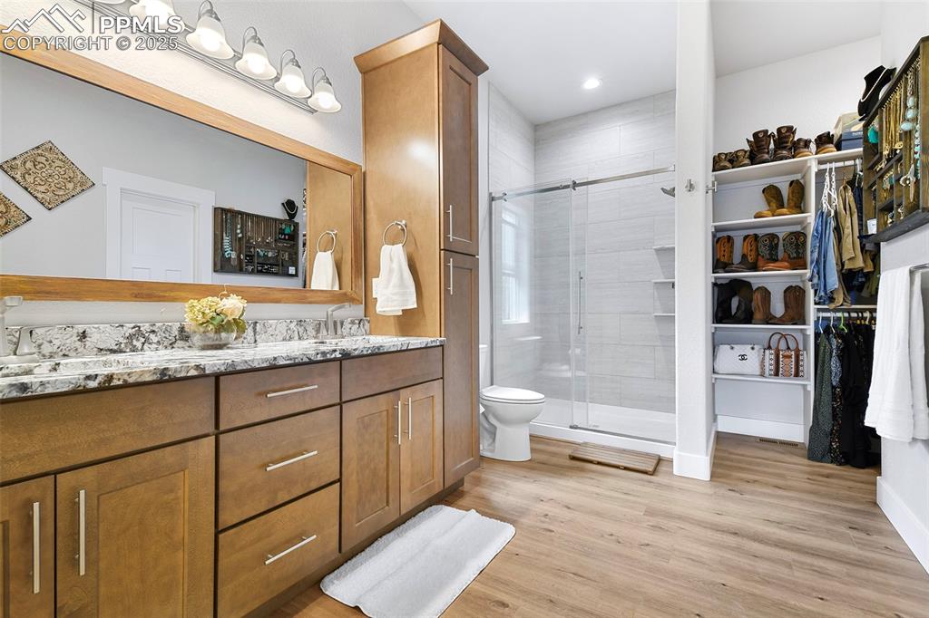 Master Bedroom Bath with Beautiful Oversized Shower and Walk-in Closet