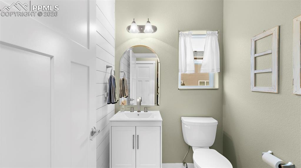 Bathroom with vanity and toilet