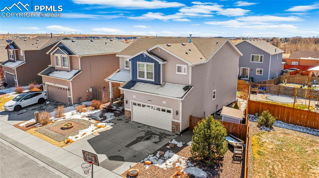 Aerial view of residential area