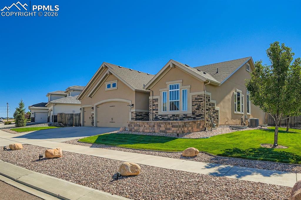 Under eve "Gemstone Lighting" complements the exterior and can be changed to multiple colors for season changes