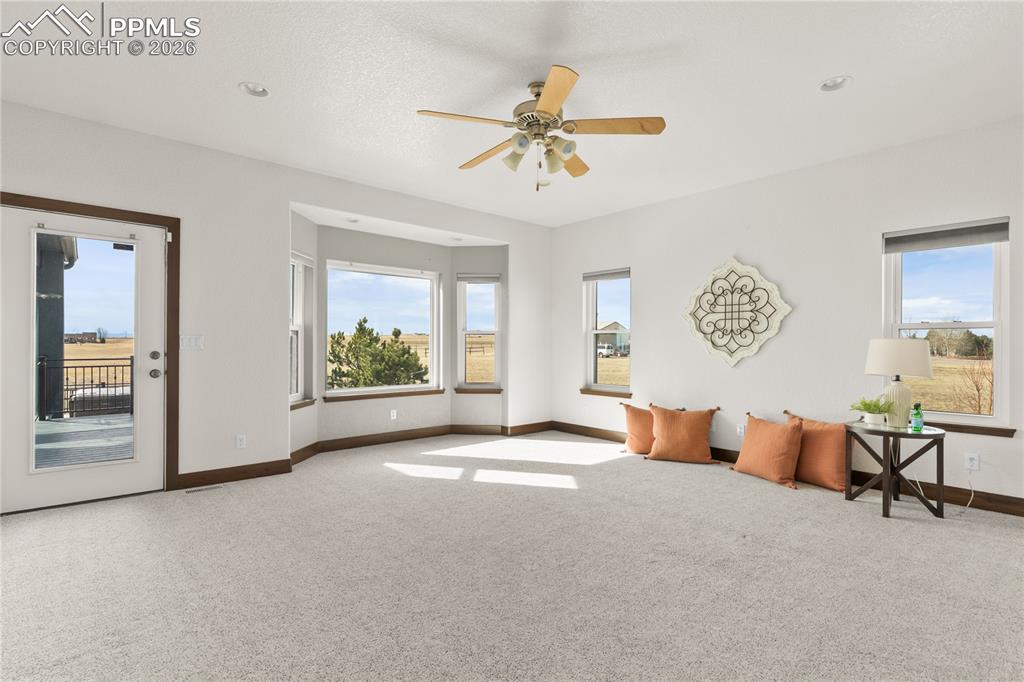 The primary suite is on the main level - true main level living.  It exits to the deck and is so luxurious.  The bathroom is spa-like!