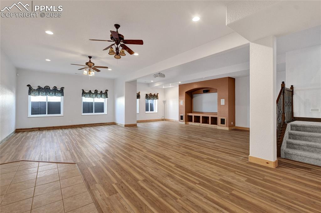 The basement has soaring ceilings and plenty of room for games, a theatre, or whatever you see fit.