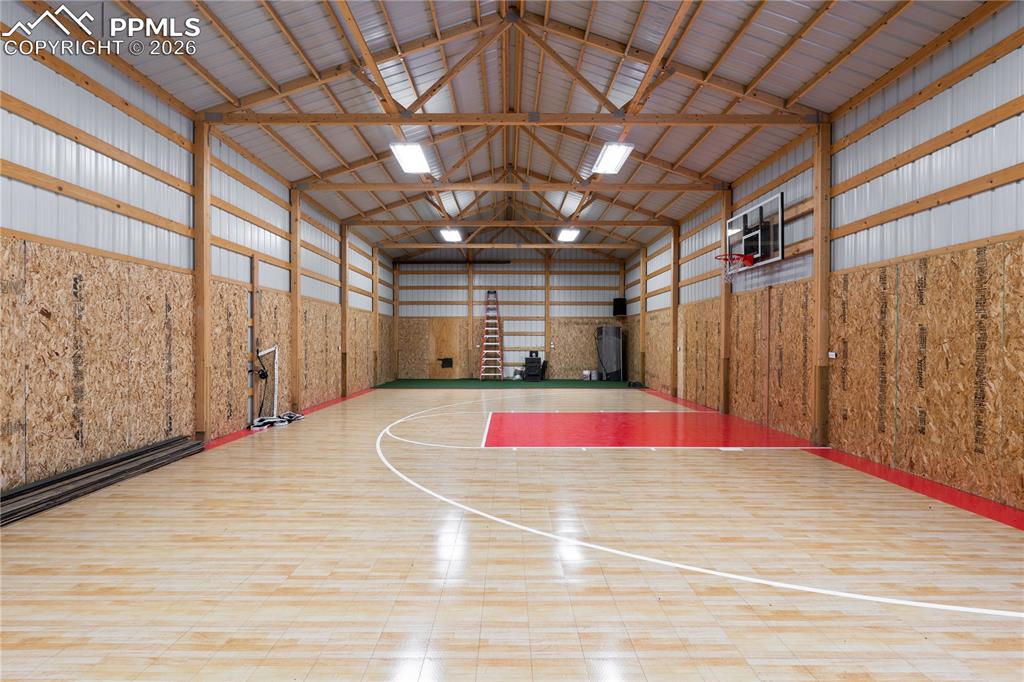 A second building has a huge sport court, pickle ball net, and more.  Imagine playing all year around here!
