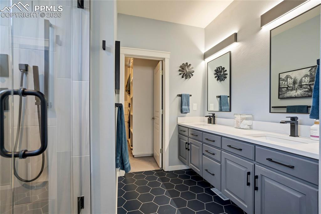 Oversized walk-in shower. 