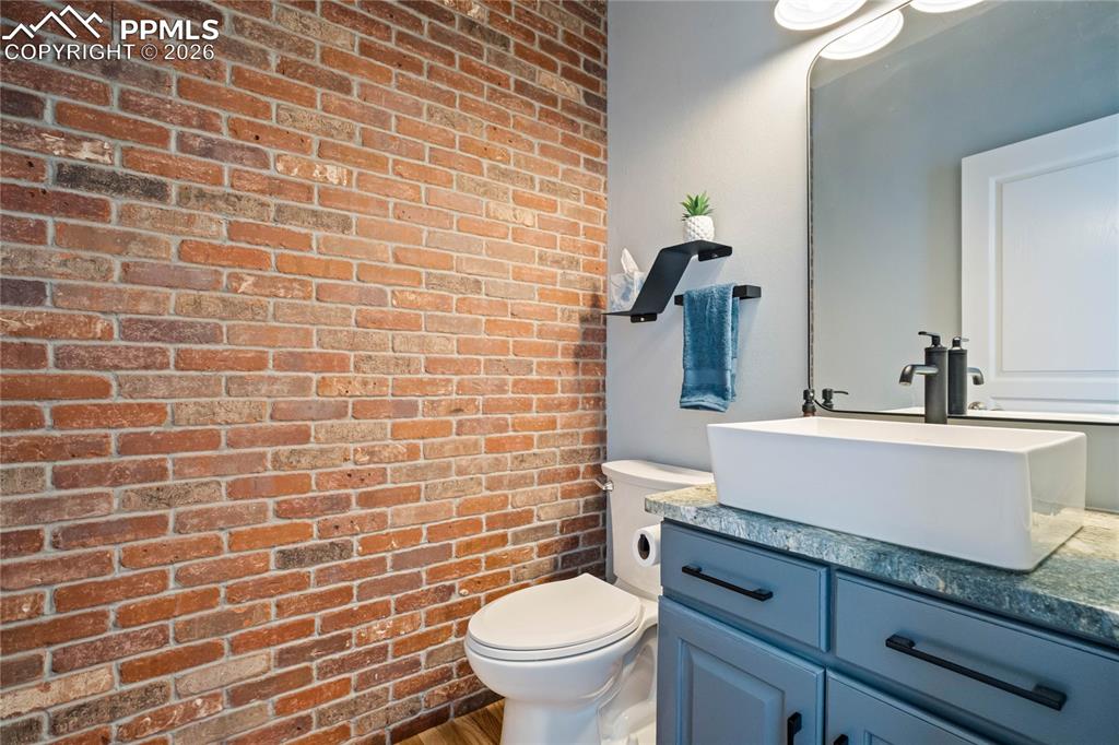 Powder room on main level.