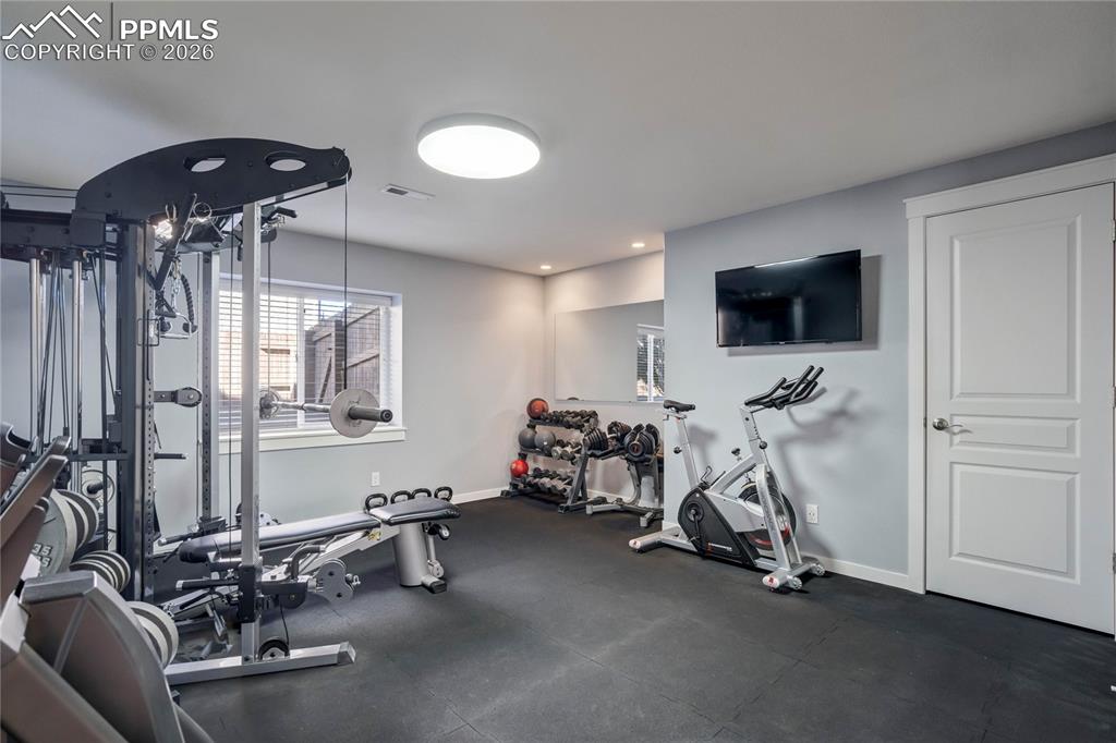 Lower level bedroom could be exercise room. Currently set up that way.