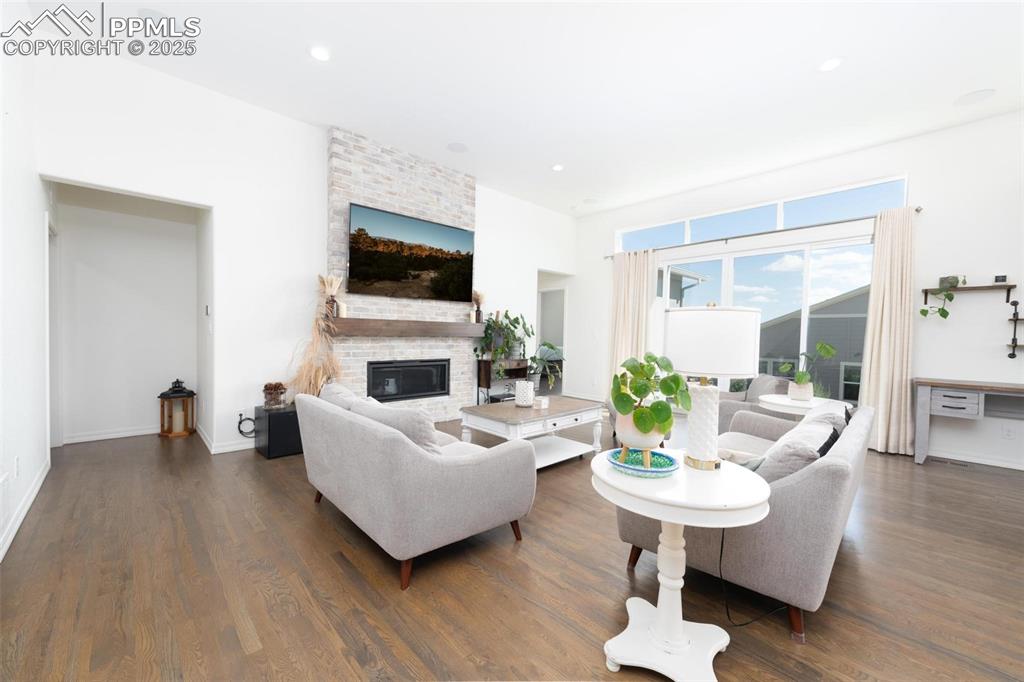 Great room with double sliding glass doors