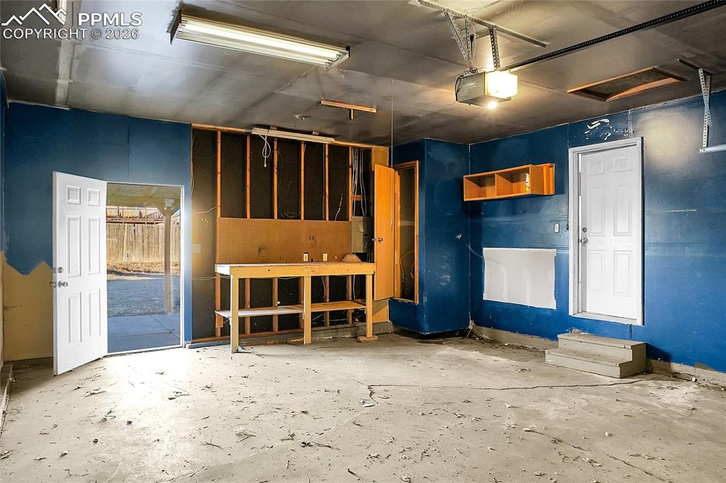 Backyard access left, kitchen access right door