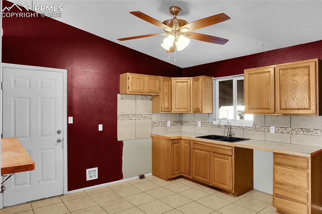 Garage entry to the left