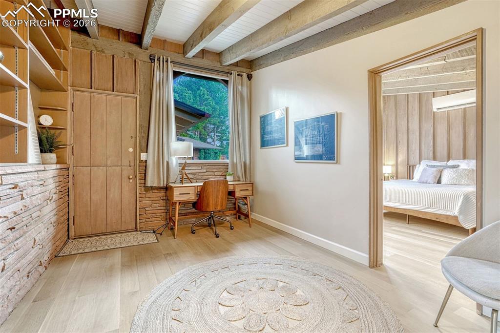 Dedicated office with built ins and dutch door to front porch.