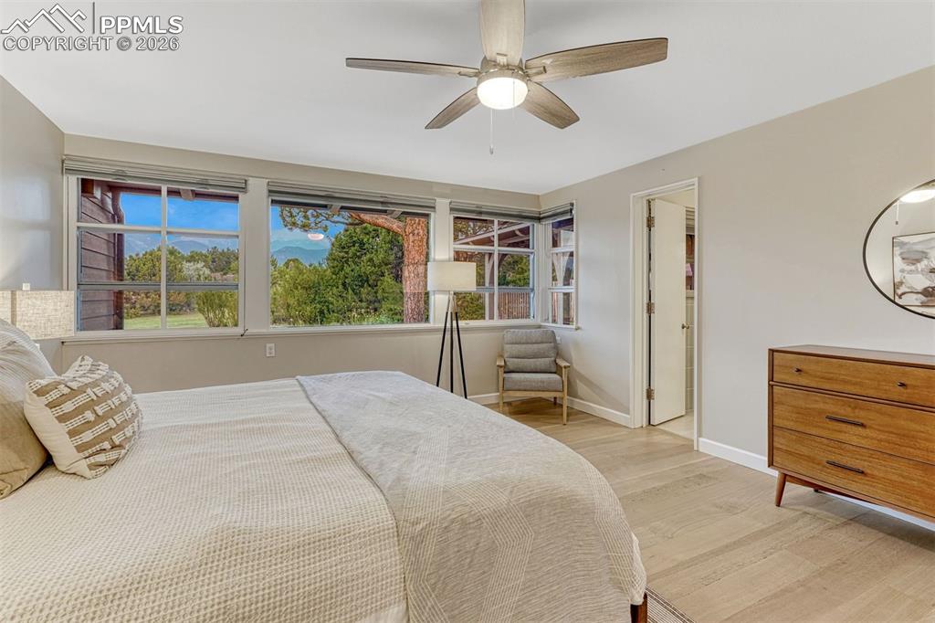 A serene bedroom retreat with abundant natural light and timeless design.