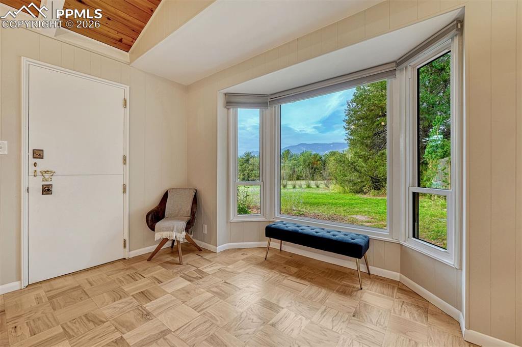Bay window facing backyard in north bedroom.
