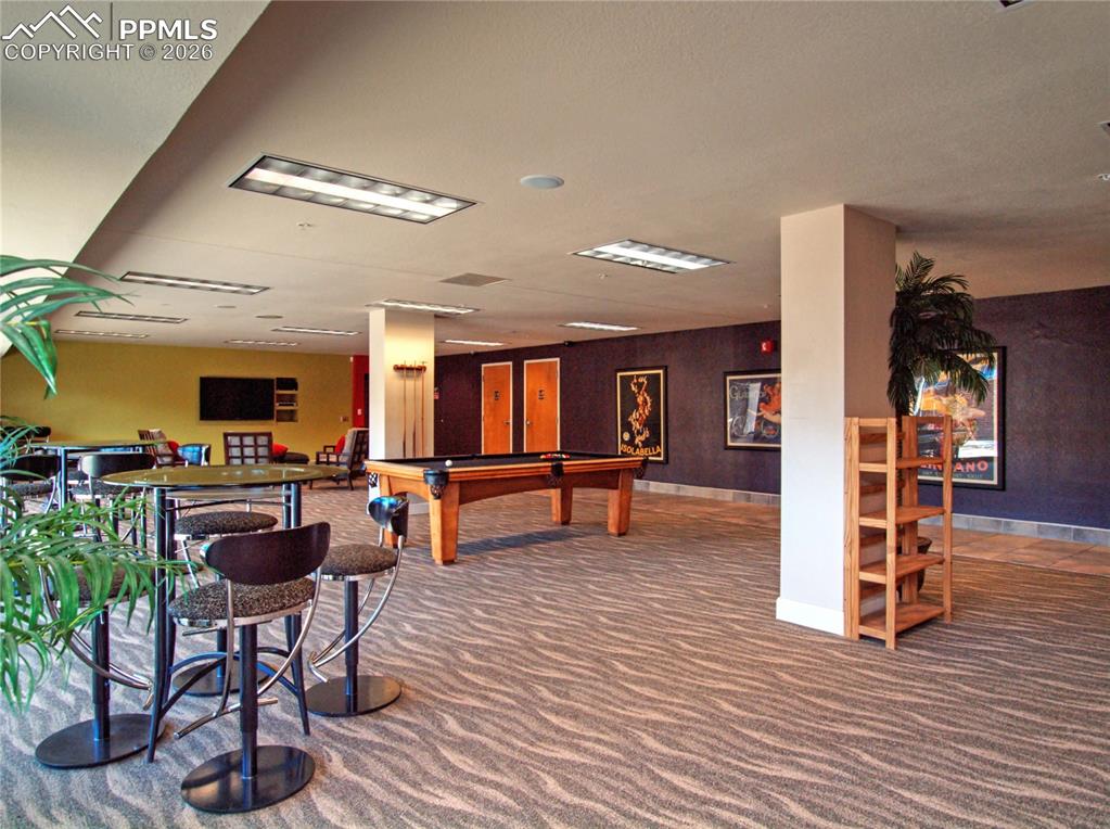Playroom featuring billiards table