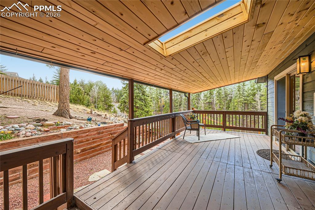 Covered deck provides outdoor living space year round