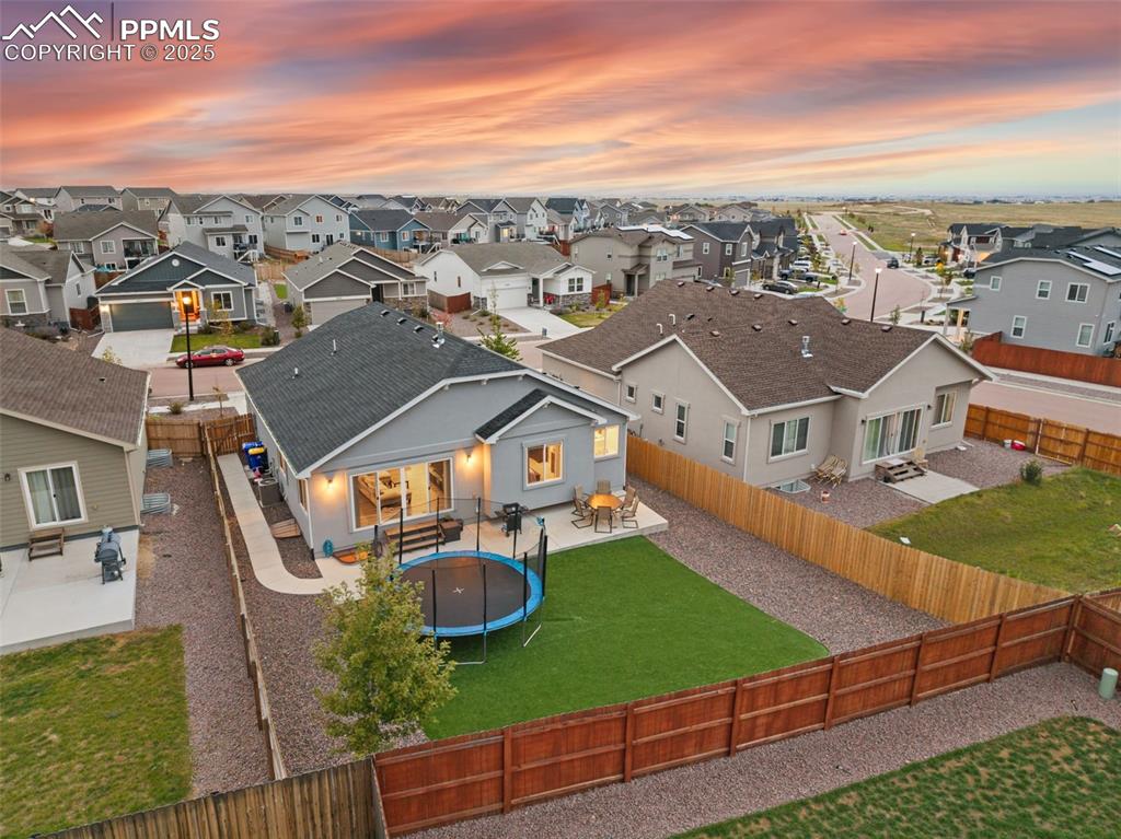 Aerial perspective of suburban area