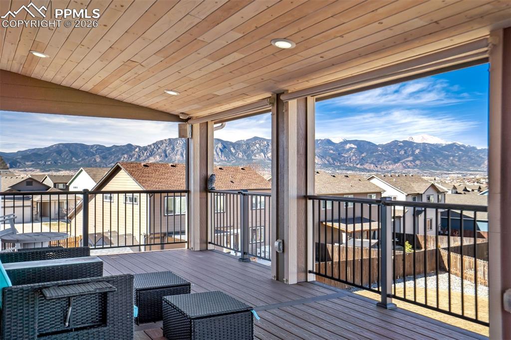 Upper Deck off primary bedroom with Pikes Peak views!