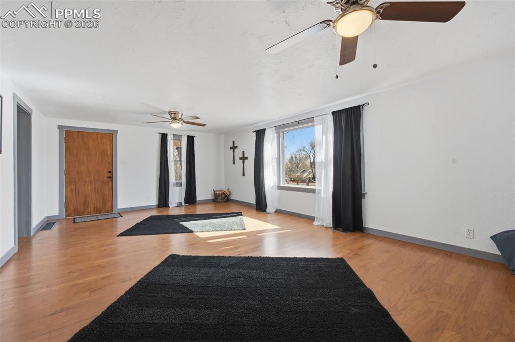 The newly installed engineered hardwood floor is not only beautiful, it is very functional. 