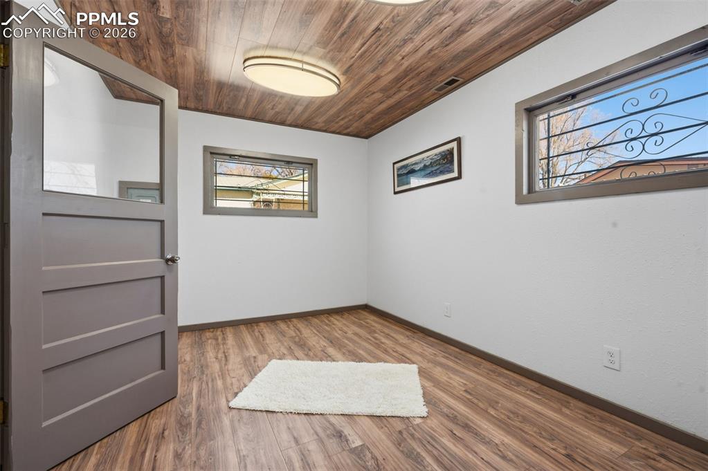 This 10' X 12' room can accommodate a bedroom set or office set.