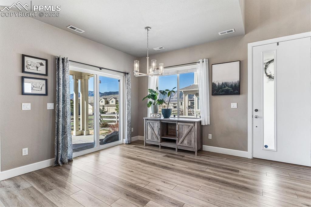 Covered Patio with mountain views off the Dining area