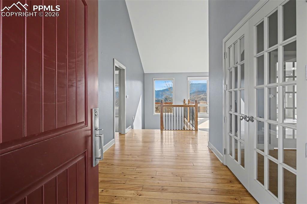 Entry with view of mountains.