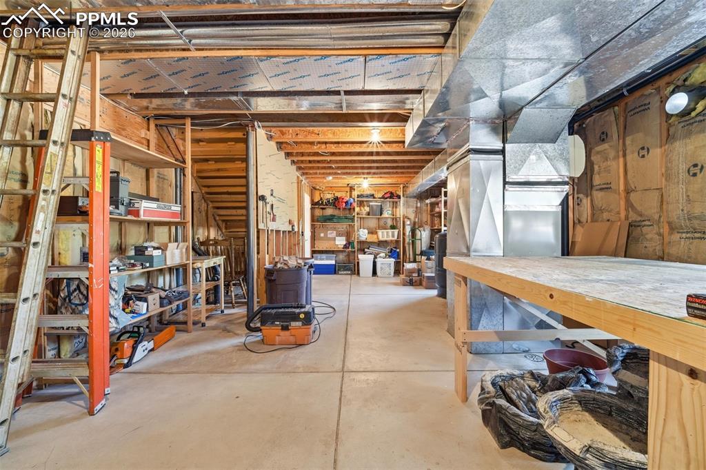 Unfinished Basement lends plenty of Storage Room