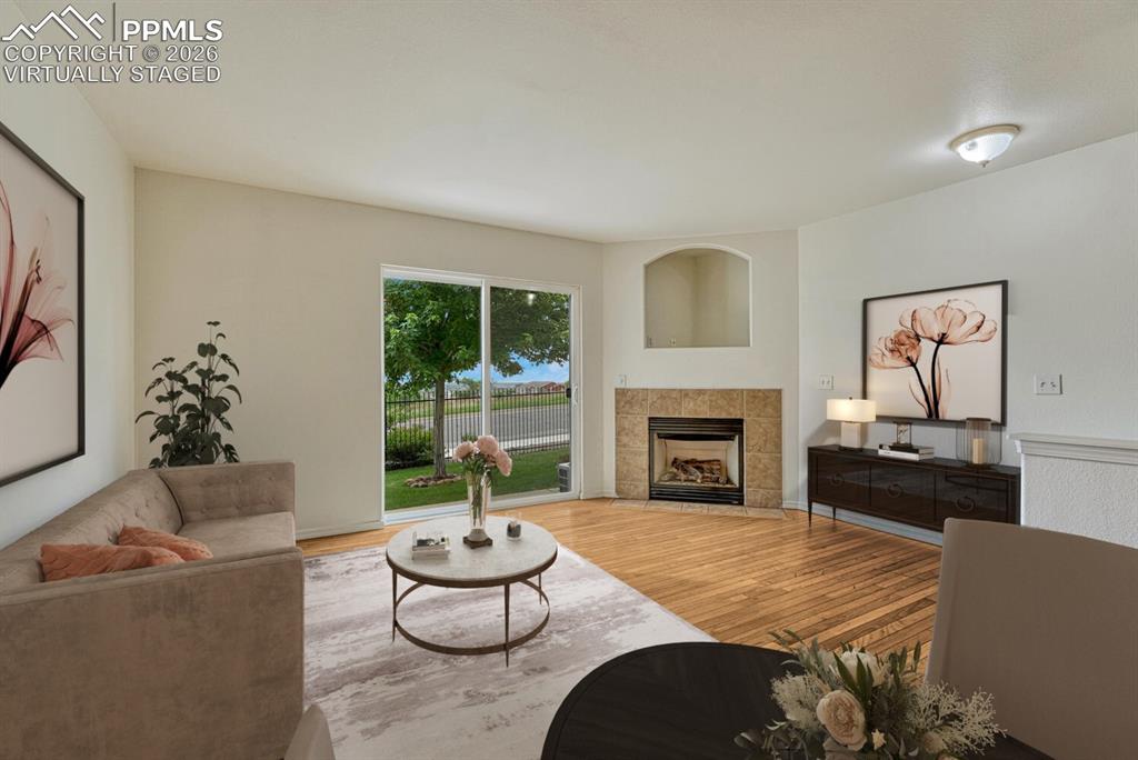 Living room virtually staged