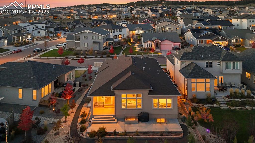 Aerial perspective of suburban area