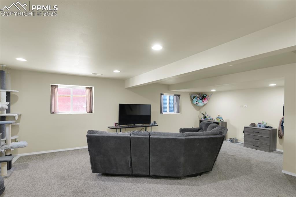 Basement Recreation area with Wet Bar
