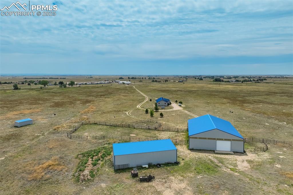 Aerial view of sparsely populated area