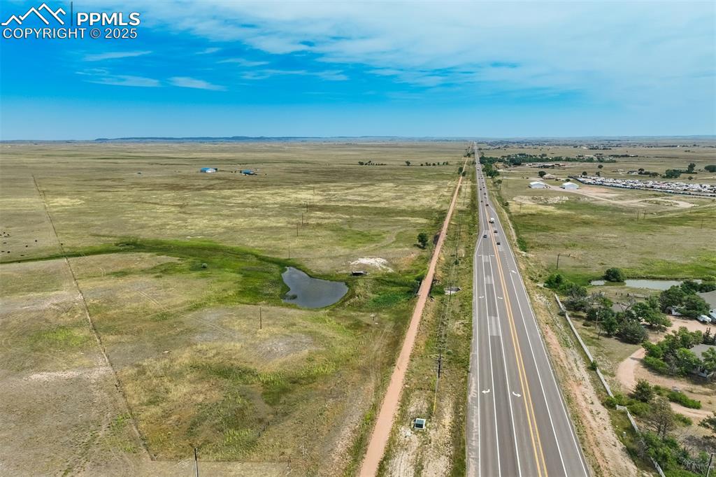 Overview of rural landscape with a large body of water