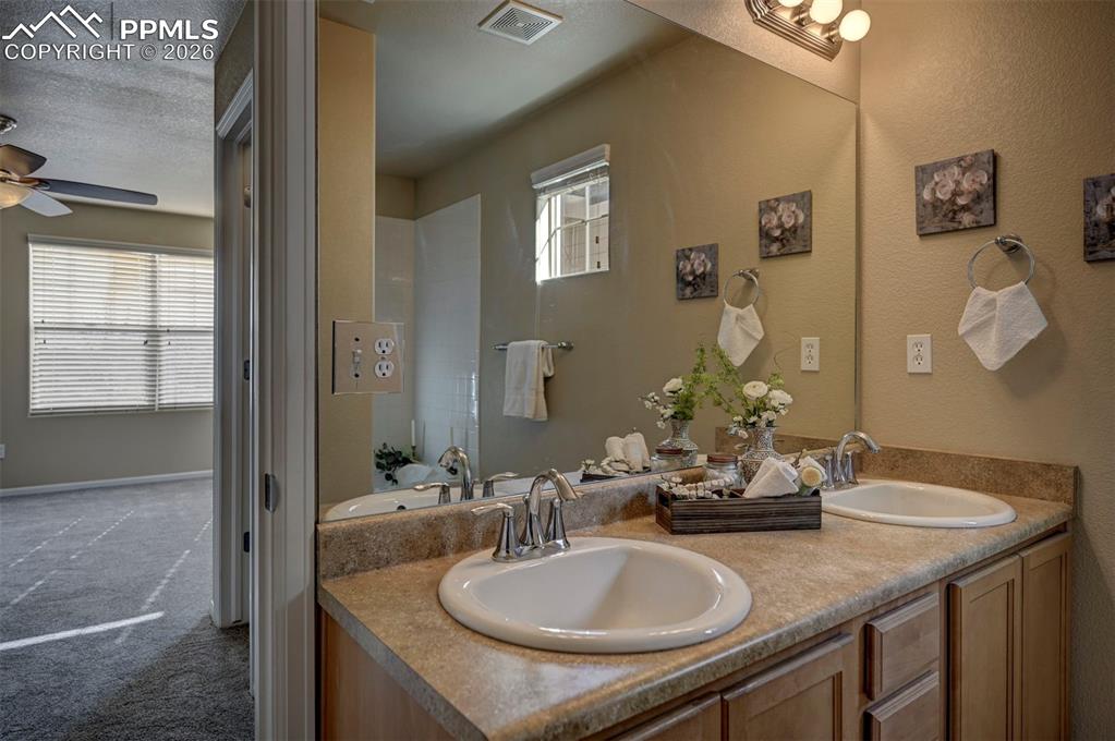 Attached primary bedroom full bathroom. 