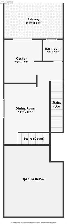 The lower-level living room and dining/kitchen area.